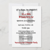 40歳の誕生日 現代的な黒 赤 白 リベット B475 招待状 (裏面)