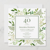 40歳の誕生日 白いハイドランジア 招待状 (正面)