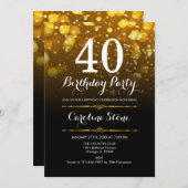 40歳の誕生日 – 白黒金ゴールド 招待状 (正面/裏面)