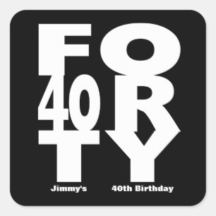 40歳の誕生日、白黒 スクエアシール
