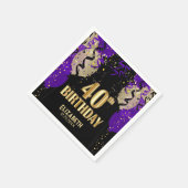40歳の誕生日 – 紫の風船 スタンダードカクテルナプキン (角)