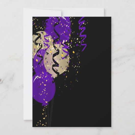 40歳の誕生日 – 紫の風船 招待状 (裏面)