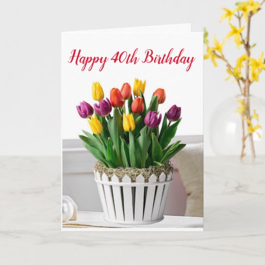 **40歳の誕生日**美しい女性を望む カード (黄色い花)