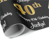 40歳の誕生日:豪華なエレガント金ゴールドルック# ラッピングペーパー (ロールコーナー)