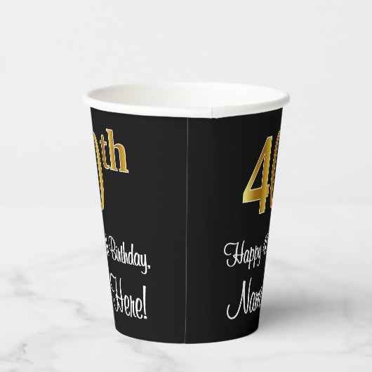 40歳の誕生日 – 豪華エレガントなフェイク金ゴールドルック# 紙コップ (右)