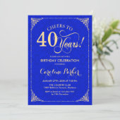 40歳の誕生日 – 金ゴールド王室のブルーダマスク 招待状 (スタンド正面)