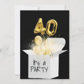 40歳の誕生日 金色の風船 白い箱   招待状 (正面)