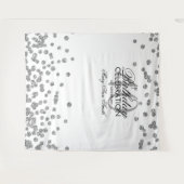 40歳の誕生日 銀色 白色 コンフェッティ 背景 タペストリー (正面(横))