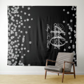 40歳の誕生日 銀 黒のコンフェッティ 背景 タペストリー (インサイチュ(横))