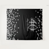 40歳の誕生日 銀 黒のコンフェッティ 背景 タペストリー (正面(横))