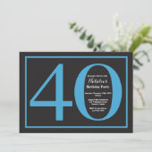 40歳の誕生日 青と黒の黒板 招待状 (スタンド正面)