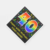 40歳の誕生日 – 音楽カラフル記号, Rainbow 40 スタンダードランチョンナプキン (角)