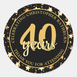 40歳の誕生日 黒と金の星のありがとう ラウンドシール