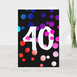 40歳の誕生日 黒地に虹色のドット カード