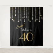 40歳の誕生日 黒金 フォトブース 背景 タペストリー (正面)