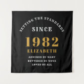 40歳の誕生日 1982 エレガント ブラック ゴールド シック タペストリー (正面)