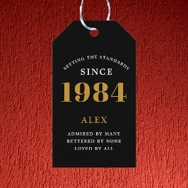 40歳の誕生日 1984 ブラック ゴールド エレガント シック ギフトタグ