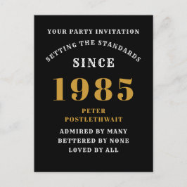 40歳の誕生日 1985 ブラック ゴールド ポストカード