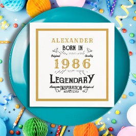 40歳の誕生日 1986年生まれ ホワイトゴールド伝説 スタンダードカクテルナプキン