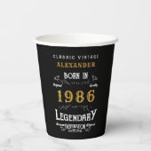 40歳の誕生日 1986 レジェンダリーレトロ 紙コップ (裏面)