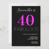 40歳の誕生日 40個の素晴らしい ネオン ピンク パーティー 招待状 (正面)