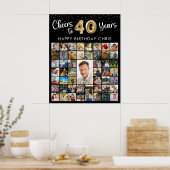 40歳の誕生日 51枚のフォトコラージュ 40年の軌跡に乾杯 ポスター (キッチン)