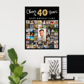 40歳の誕生日 51枚のフォトコラージュ 40年の軌跡に乾杯 ポスター (ホームオフィス)