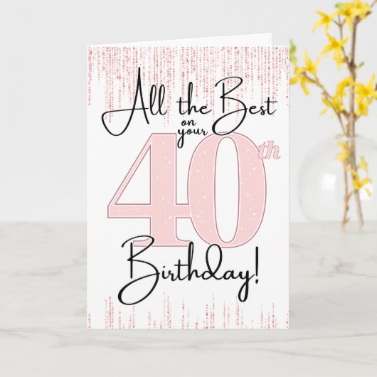 40歳の誕生日 Pretty in Pink カード (黄色い花)