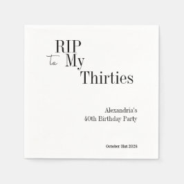 40歳の誕生日 RIP 30代 ブラック ホワイト モダン パーティー スタンダードカクテルナプキン