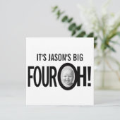 40歳の誕生日FOUR OH！フォトモノ白黒 招待状 (スタンド正面)