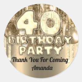 40歳の誕生日GOLDen BALLOONS Thank you 来 of thanks ラウンドシール