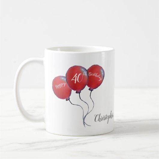 40歳の赤い風船の贈り物 コーヒーマグカップ (左)