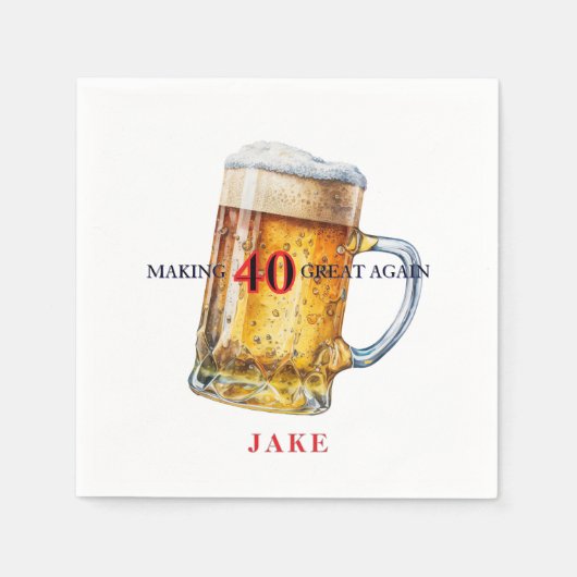40歳をもう一度素晴らしくする ビール バースデーパーティー スタンダードカクテルナプキン (正面)