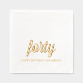 40歳エレガントのバースデーモダンゴールドフォイルナプキン 箔ナプキン (正面)