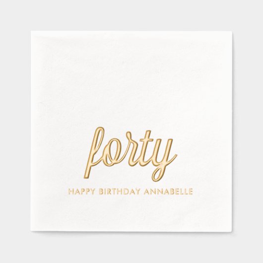 40歳エレガントのバースデーモダンゴールドフォイルナプキン 箔ナプキン (正面)