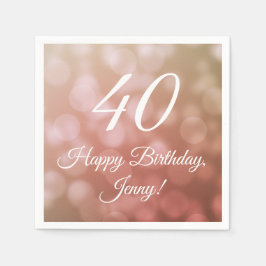 40歳エレガントの誕生日ナプキンがピンク色で彼女のために スタンダードカクテルナプキン