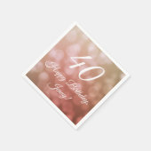 40歳エレガントの誕生日ナプキンがピンク色で彼女のために スタンダードカクテルナプキン (角)