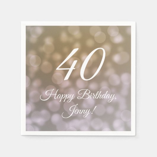 40歳エレガントの誕生日ナプキン スタンダードカクテルナプキン (正面)