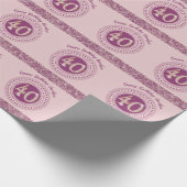 40歳エレガントの誕生日バラ金ゴールドグリッターとストライプ ラッピングペーパー (角)