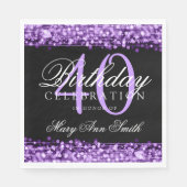 40歳エレガントの誕生日パーティーキラキラ紫 スタンダードランチョンナプキン (正面)