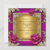 40歳エレガントの誕生日パーティーピンクローズ金ゴールド 招待状 (裏面)