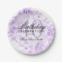 40歳エレガントの誕生日パーティーフローラ紫 ペーパープレート