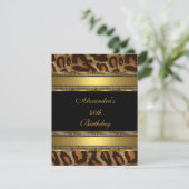 40歳エレガントの誕生日パーティーブラック金ゴールド動物 招待状 (スタンド正面)