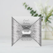 40歳エレガントの誕生日パーティーホワイトシルバー 招待状 (スタンド正面)