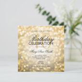 40歳エレガントの誕生日パーティー金ゴールドグリッター灯 招待状 (スタンド正面)