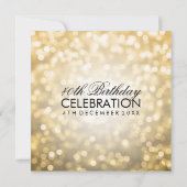 40歳エレガントの誕生日パーティー金ゴールドグリッター灯 招待状 (裏面)