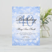 40歳エレガントの誕生日ブルーウィンターワンダーランド 招待状 (スタンド正面)