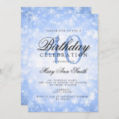 40歳エレガントの誕生日ブルーウィンターワンダーランド 招待状 (正面/裏面)