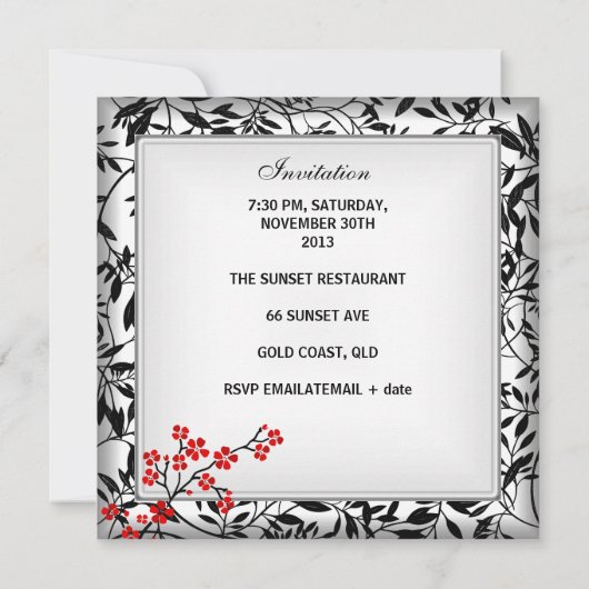 40歳エレガントアジア赤花白 招待状 (裏面)