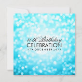 40歳エレガントターコイズグリッター灯 招待状 (裏面)